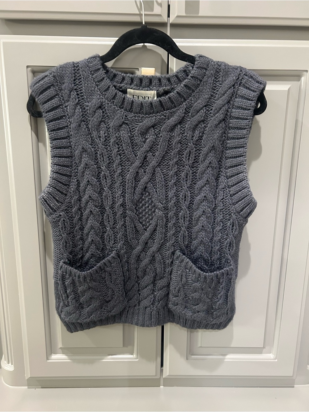 Jason Wu Slate Gray Cable Knit Sleeveless Sweater Vest